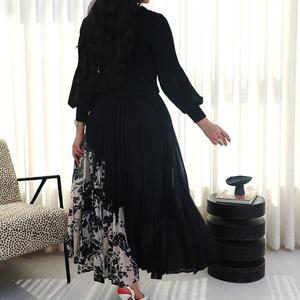 Elegante estampado Patchwork Haute <span class=keywords><strong>Couture</strong></span> Medio Oriente plisado Maxi vestido estilo de moda - Product Image 2