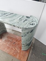 Table console en marbre vert Pandora de luxe, table console moderne en pierre naturelle pour couloir et entrée, table d'appoint incurvée en marbre pour canapé