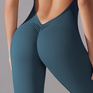 Combinaisons de gym à fermeture éclair Nouveau pantalon de yoga sexy pour femmes Pics Jumpsuit <span class=keywords><strong>One</strong></span> <span class=keywords><strong>Piece</strong></span> Bodys Yoga Low quantité minimale de commande Yoga Romper Long Leg - Product Image 5