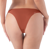 Promotion : Culottes, Strings et Tangas Brésiliens à Taille Basse en Soie Glacée, Découpés au Laser, Sans Couture, avec Anneaux Décoratifs
