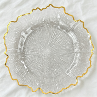Assiette de présentation dorée personnalisée en plastique, 13 pouces, pour mariage, événements et décoration de table