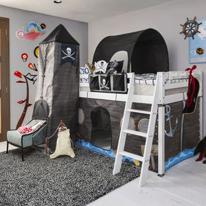 Lit superposé moderne en bois massif pour garçon avec toboggan et rangement caché, écologique, blanc, pour <span class=keywords><strong>chambre</strong></span> à coucher - Product Image 1