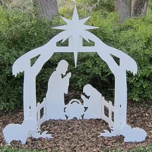 プラスチック製の大きな屋外キリスト降誕シーンヤードディスプレイセットクリスマス屋外装飾聖家族の庭の看板