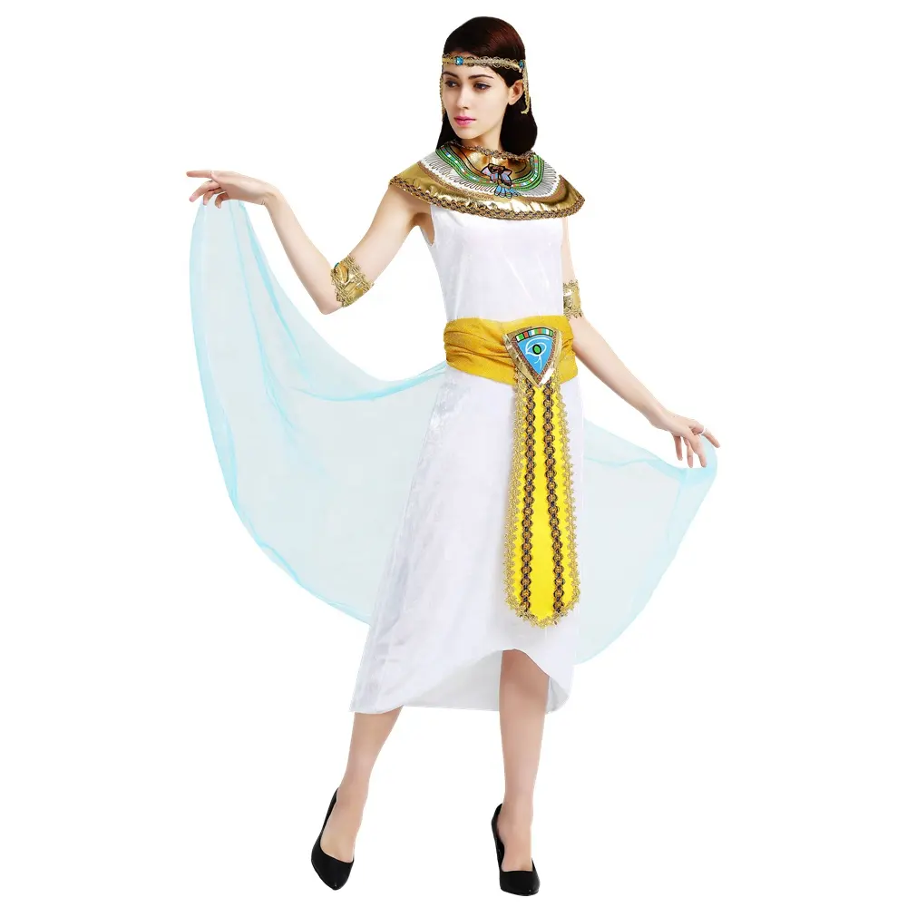 O Partido Do carnaval de Halloween Cosplay Egito Antigo Adulto Mulheres Faraó Cleópatra Rainha Egípcia Traje Vestido de Princesa