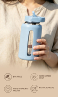 600ml 800ml draagbare sportwaterfles Lekvrije glazen koffiemok met deksel en rietje Reisthee- en fruitfles met opklapbaar rietje