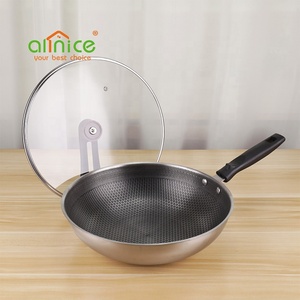Sartén antiadherente de acero inoxidable con recubrimiento de panal de alta calidad, <span class=keywords><strong>Wok</strong></span> con tapa de vidrio - Product Image 3