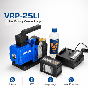 VALUE Lithium <b>Battery</b> Vacuum <b>Pump</b> VRP-2SLI 2.0CFM 18V Refrigeration Rotary Vane Single Stage Vacuum <b>Pump</b> Work 75 Minutes - Product Image 1
