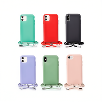 Étui de téléphone DAM avec cordon pour iPhone 13 - Style original turquoise rouge noir violet vert rose