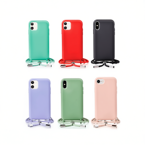 Custodia per telefono DAM con laccetto per iPhone 13, stile originale, colori turchese, rosso, nero, viola, verde, rosa - Product Image 3