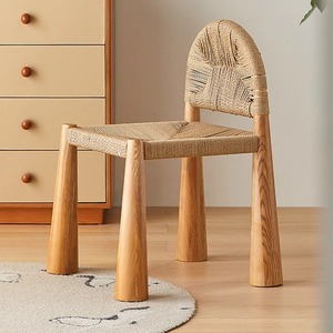 Sillas de comedor Retro nórdicas, diseño de madera maciza, respaldo de cuerda de paja, mesa de comedor informal y sillas, apartamento moderno y sencillo - Product Image 1