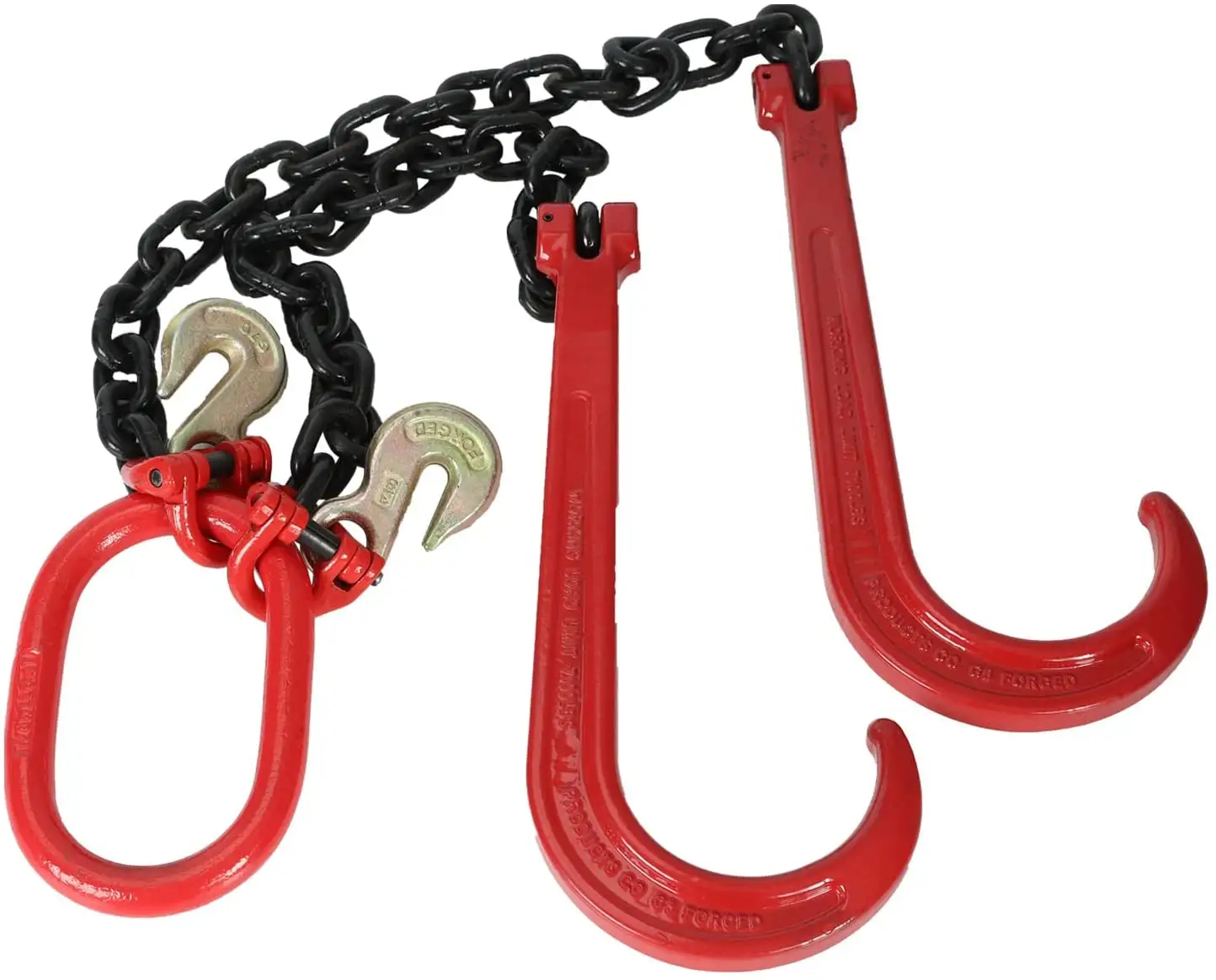 7100 Lbs Safe Working Load G80 Tow Recovery V Chain kits with J-Hook & Eye Cradle Grab Hook