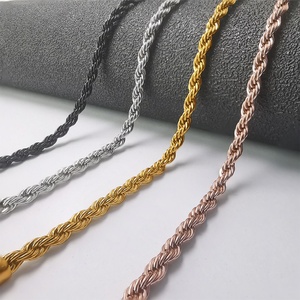 Collar de Cadena Trenzada de Acero Inoxidable y Titanio de 2/3/5mm, Diseño Personalizado, para Hombre y Mujer, Venta Caliente Transfronteriza - Product Image 1