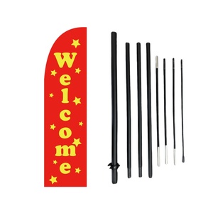 Welcome-650*240cm Beach Flag 11ft Fiberglass Feather Flagpole Custom logo Design Advertising Beach Flags Banners Shop Open