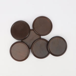 Baki alas bundar kayu padat kenari hitam kreatif tikar kopi gabus terisolasi panas untuk cangkir teh kopi bekam - Product Image 5