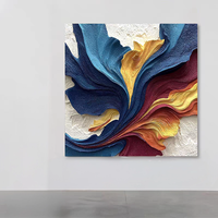 Tableau mural texturé 3D abstrait neutre moderne, grande peinture géométrique beige et marron, style Art Déco pour couloir