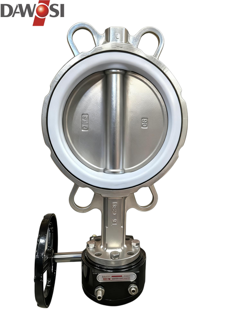 D371FP Stainless Steel Wafer Butterfly Valve Light Weight PTFE Lined Worm Gear Manual Corrosion Resistant Valve Supplier