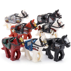 Cavaliere medievale soldato Mini figura <span class=keywords><strong>attrezzatura</strong></span> cavallo da guerra con briglia a sella accessori militari Building Blocks Army MOC Bricks - Product Image 2