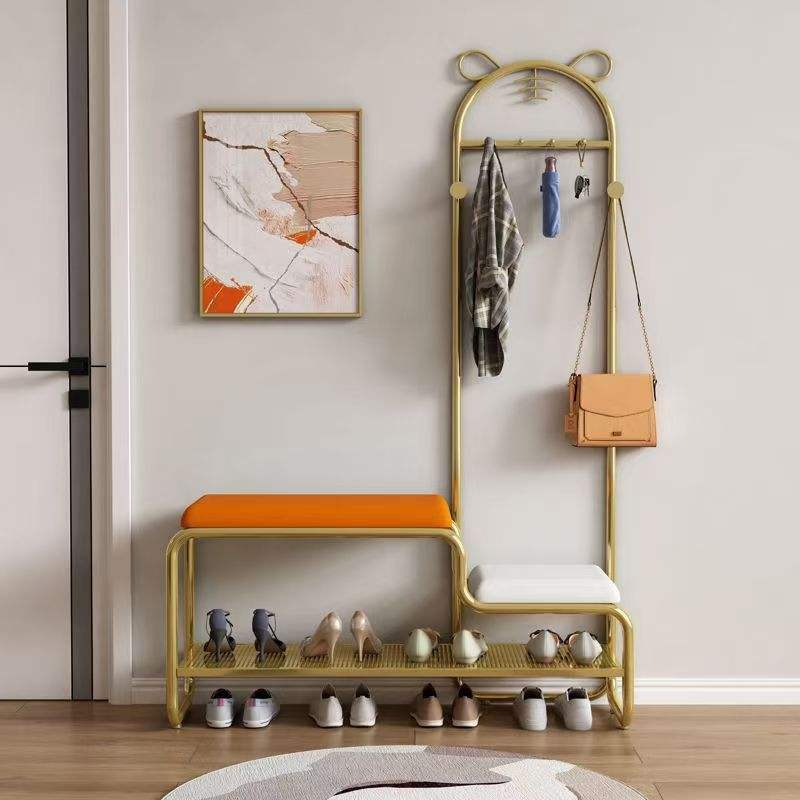 Porte-ceinture en cuir doré, orange et blanc