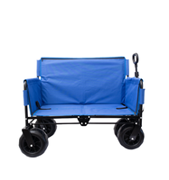 Chariot de transport multifonctionnel pliable à 4 roues pour usage intensif, idéal pour le camping, la plage et les voyages en extérieur, avec fonction chaise et canapé