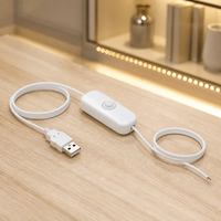 Câble USB mâle vers fils nus avec interrupteur intégré pour bande LED, lampe, projets DIY, vente en gros, blanc