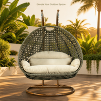 Fauteuil suspendu en rotin pour l'extérieur avec support en forme de C et coussin moelleux pour patio, jardin, balcon, cour et usage domestique