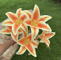 Realistische 9-Köpfige Seiden-Lilien für Abschlussfeier, Hochzeit, Wohnzimmerdekoration, Kunstblumen-Bogen und Blumenarrangements