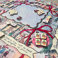 Tapis de Mahjong de Noël, Tapis de Mahjong Américain, Coussin de Noël, Motif Arbre, Nœud, Neige Rouge, Ski, Coloré, Antidérapant avec Bordure Imperméable