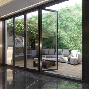 <span class=keywords><strong>Puerta</strong></span> de acordeón de balcón negro de aluminio rotura térmica doble vidrio templado Exterior Bi plegable puertas de Patio plegables deslizantes - Product Image 5