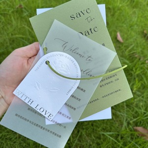 Ensemble de cartes d'invitation de <span class=keywords><strong>mariage</strong></span> élégantes en papier couché gaufré avec impression personnalisée, cartes transparentes colorées - Product Image 5