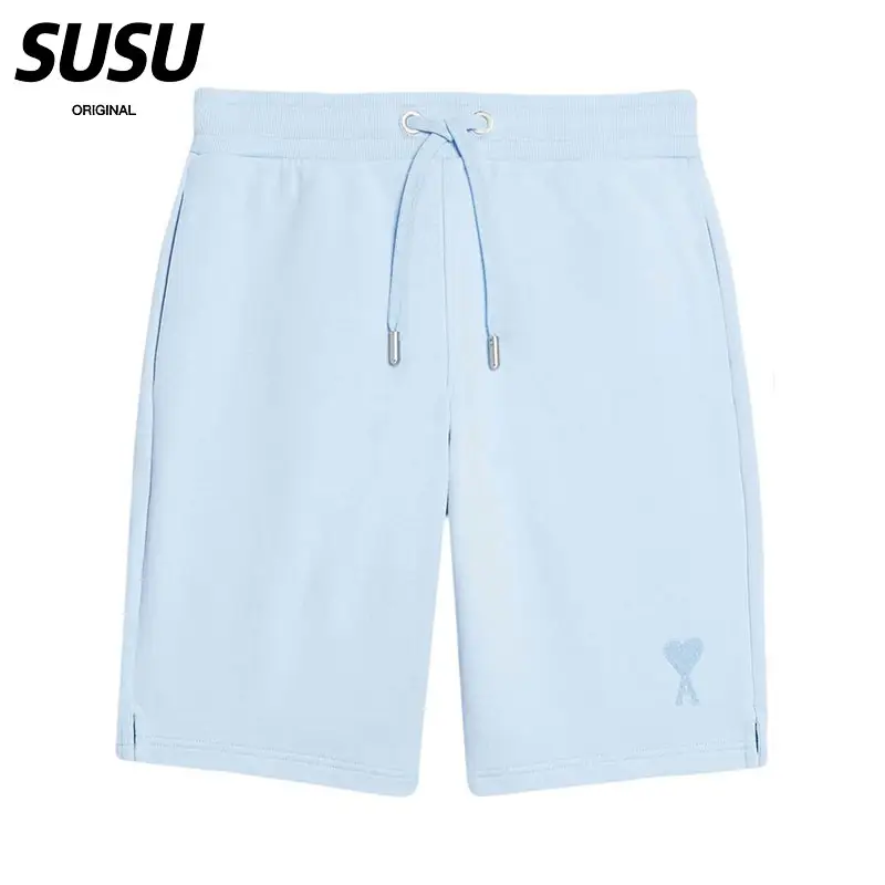 SUSU Individuelle 100 % Baumwolle Frühjahr Sommer Freizeit Strickshorts elegante bestickte individuelle Logo Shorts