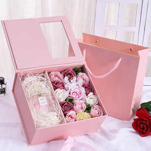 Cajas magnéticas de cartón personalizadas Coffret Cadeau Bijoux Fleur, caja de regalo de flores con tapa de ventana - Product Image 6