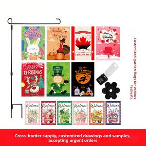 Оптовые водонепроницаемые цифровые флаги для сада с двусторонней печатью 12x18, рождественские, из вязаного полиэстера, устойчивые к атмосферным воздействиям - Product Image 4