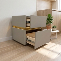 Table de chevet intelligente miroir avec 2 tiroirs, charge sans fil, éclairage LED, moderne, multifonctionnelle, écologique, en MDF, pour appartement, chambre à coucher