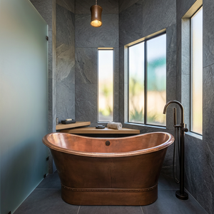 Baignoire ovale autoportante en cuivre avec couvercle, double baignoire de luxe antique, vente chaude à prix abordable - Product Image 1