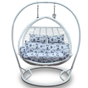 Moderno gran patio muebles PE mimbre ratán <span class=keywords><strong>hamaca</strong></span> al aire libre jardín doble columpio <span class=keywords><strong>silla</strong></span> con <span class=keywords><strong>base</strong></span> de acero - Product Image 6