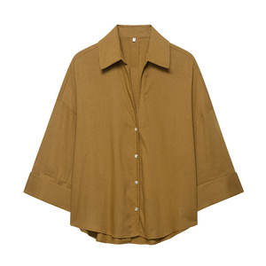 Camisa Casual con Cuello y Mangas Anchas para Mujer, Top Cómodo y a la Moda - Product Image 4