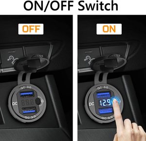 אלומיניום עמיד למים אלומיניום 12v/24v USB מטען מהיר 3.0 שקע מטען נסיעה כפול עם נפח לרכב RV - Product Image 4