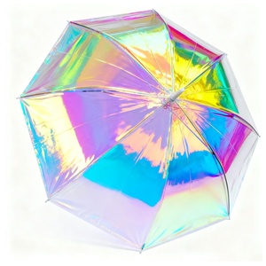 Modern Long Handle POE Transparent <b>Umbrella</b> Straight Design Rain Colorful Reflect Light Dazzling Clear Rainbow for Travel - Product Image 6