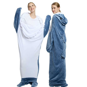 Оптовая Акула Одеяло Фланель Флис Толстовка Onesie Животное Спальные Мешки Износостойкий Косплей Спальный Костюм для Взрослых и - Product Image 1