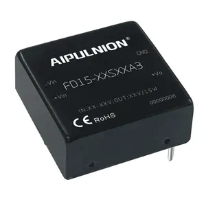 AIPU低待机功率15W 9-75Vdc至3.3、5、9、12、15、24Vdc DC至DC转换器