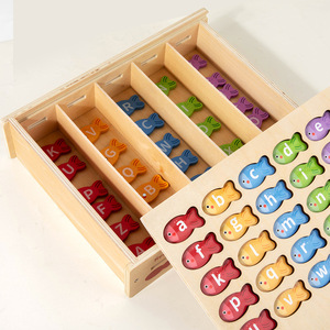Bambini giocattolo educativo in legno alfabeto forma di Sorter gioco per la classificazione di colore cognitivo apprendimento precoce giocattolo di pesca per - Product Image 2