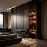 Système d'armoires murales en bois sur mesure Melinco, solution tout-en-un pour chambre principale, dressing, conception gratuite, rangement pour dressing, armoire