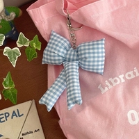 Doux Puff Bow Porte-clés Accessoires Cadeau rose Arcs Charme Y2K Plaid Bowknot Porte-clés Coquette Esthétique Portefeuille Sac À Main Sac Charmes