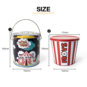 JYB - Cubo <span class=keywords><strong>de</strong></span> metal para palomitas al por mayor, lata <span class=keywords><strong>de</strong></span> hojalata apta para alimentos con asa, recipiente <span class=keywords><strong>de</strong></span> almacenamiento resistente para noches <span class=keywords><strong>de</strong></span> cine/fiestas <span class=keywords><strong>de</strong></span> carnaval - Product Image 2