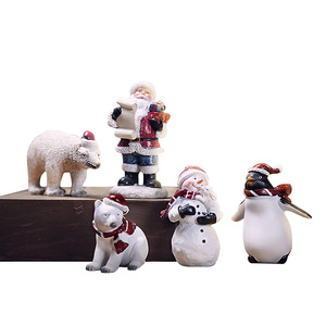 Christmas Resin Figurines Miniature Decorations Santa Snowman Penguin Bear Home Indoor Ornament Living Room Craft Gift - Product Image 5