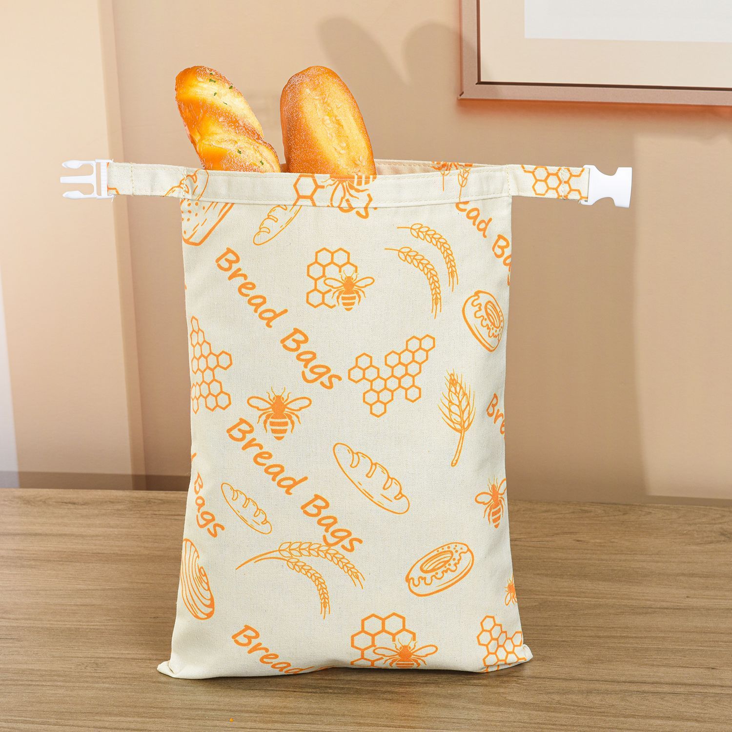 lin en coton style nid d'abeille orange