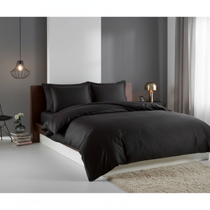 Elegant Black <b>Single</b> Duvet Cover <b>Set</b> Satin and Fleece Jacquard Woven 4pcs for Home <b>Bedding</b> Use King Size - Product Image 3