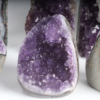 Groupe de géodes d'améthyste violette naturelle sculptées, spécimen de cristal de quartz drusy 10-13cm Boheng BH211117 pour la décoration intérieure, vente en gros