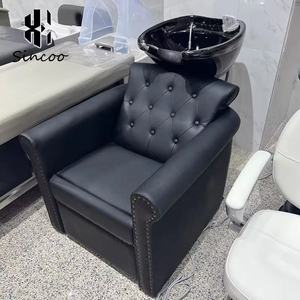 Fauteuil-lit de lavage électrique professionnel de style européen pour salon, avec moteur CE, éponge haute densité, revêtement en cuir PU céramique et accents de rivets dorés - Product Image 5