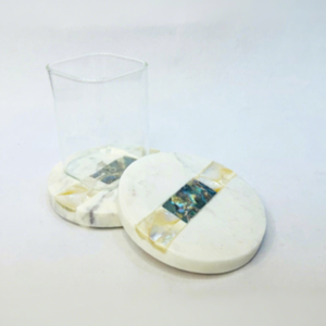 Élégant Dessous de Verre à Thé en Marbre Blanc Forme Ronde Moderne Imperméable avec Finition Antique Cuisine Thé Café Service Prix de Gros - Product Image 1